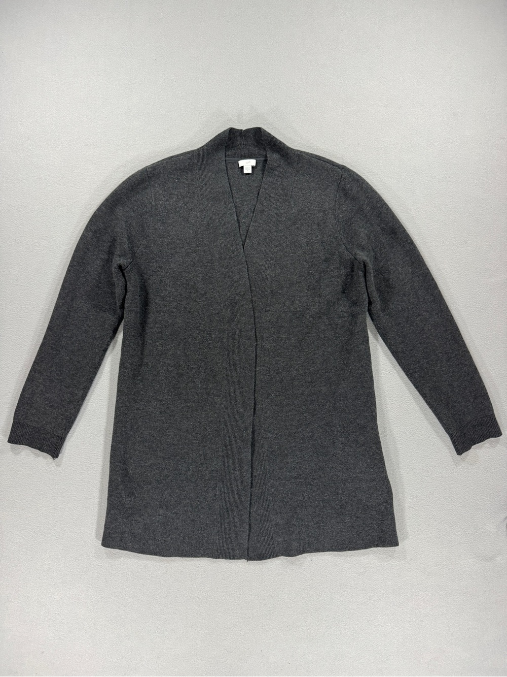 J.Jill Open Front Long Cardigan Sweater Womens Small Charcoal Gray Knit